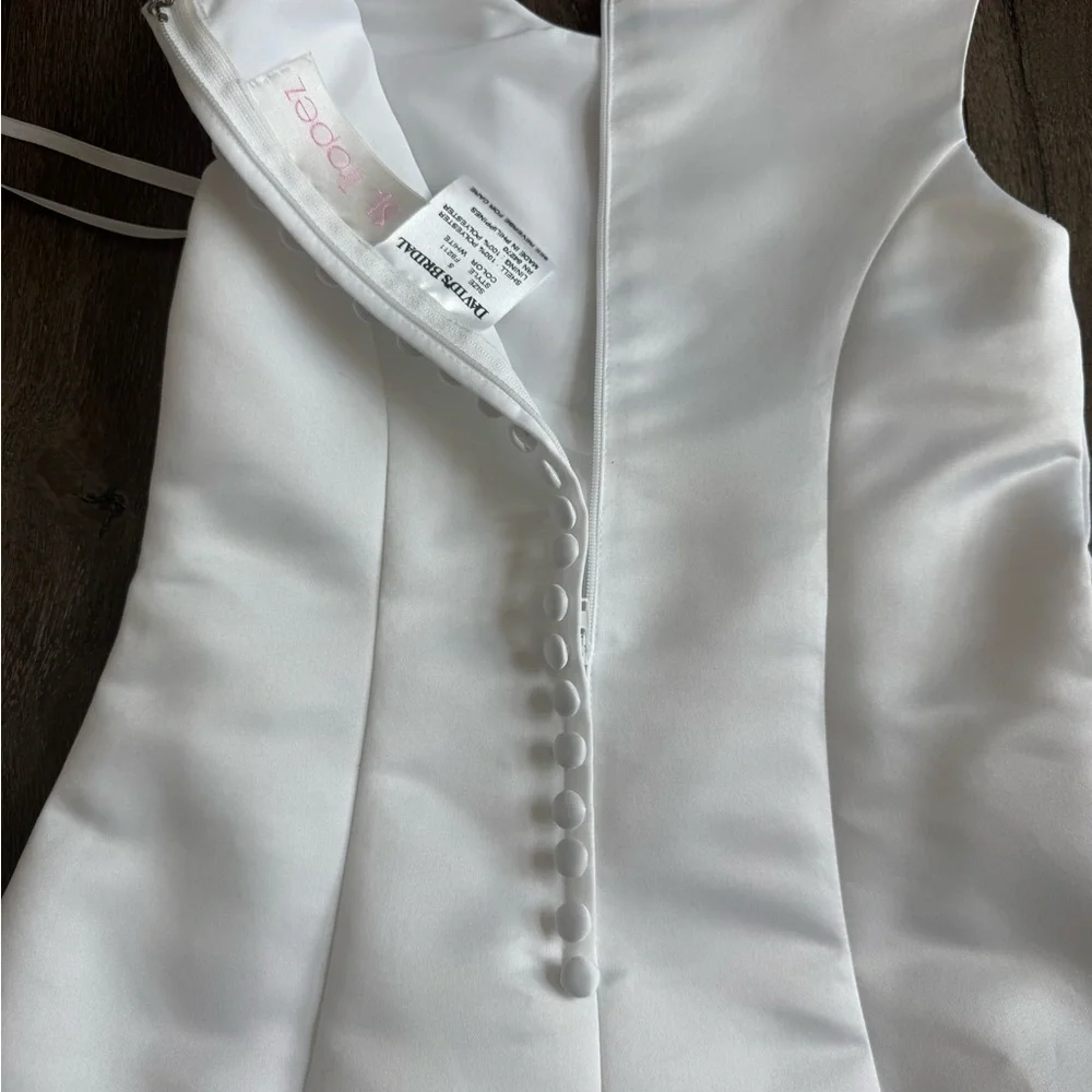 David’s Bridal Flower Girl Dress. St. Tropez brand, girls size 5.  White. - Picture 10 of 13